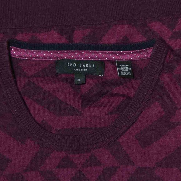 Ted Baker Sweater Wool Blend Purple Crewneck Men's Size SLIM FIT Small - Picture 2 of 2